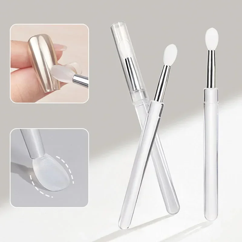 Wiederverwendbares Chrom-Glitzer-Maniküre-Werkzeug zum Auftragen, neue Nagelkunst-Silikon-Applikator-Sticks, leicht zu montierende Pigment-Silikon-Nagelbürste Image