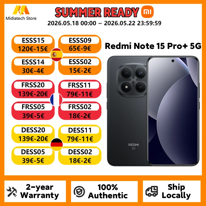 Xiaomi Redmi Note 15 Pro Plus 5G 8GB 256GB 12GB 512GB NFC Smartphone 6500mAh Akku 100W Hyper Charge 200MP Kamera Image