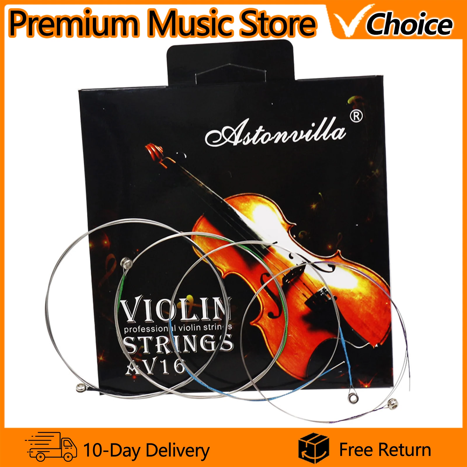 IRIN AV16 Professionelle Violine-Saiten in Verschiedenen Farben (E-A-D-G) mit Nickel-Silber-Umwicklung für 4/4 3/4 1/2 1/4 Musikzubehör Image