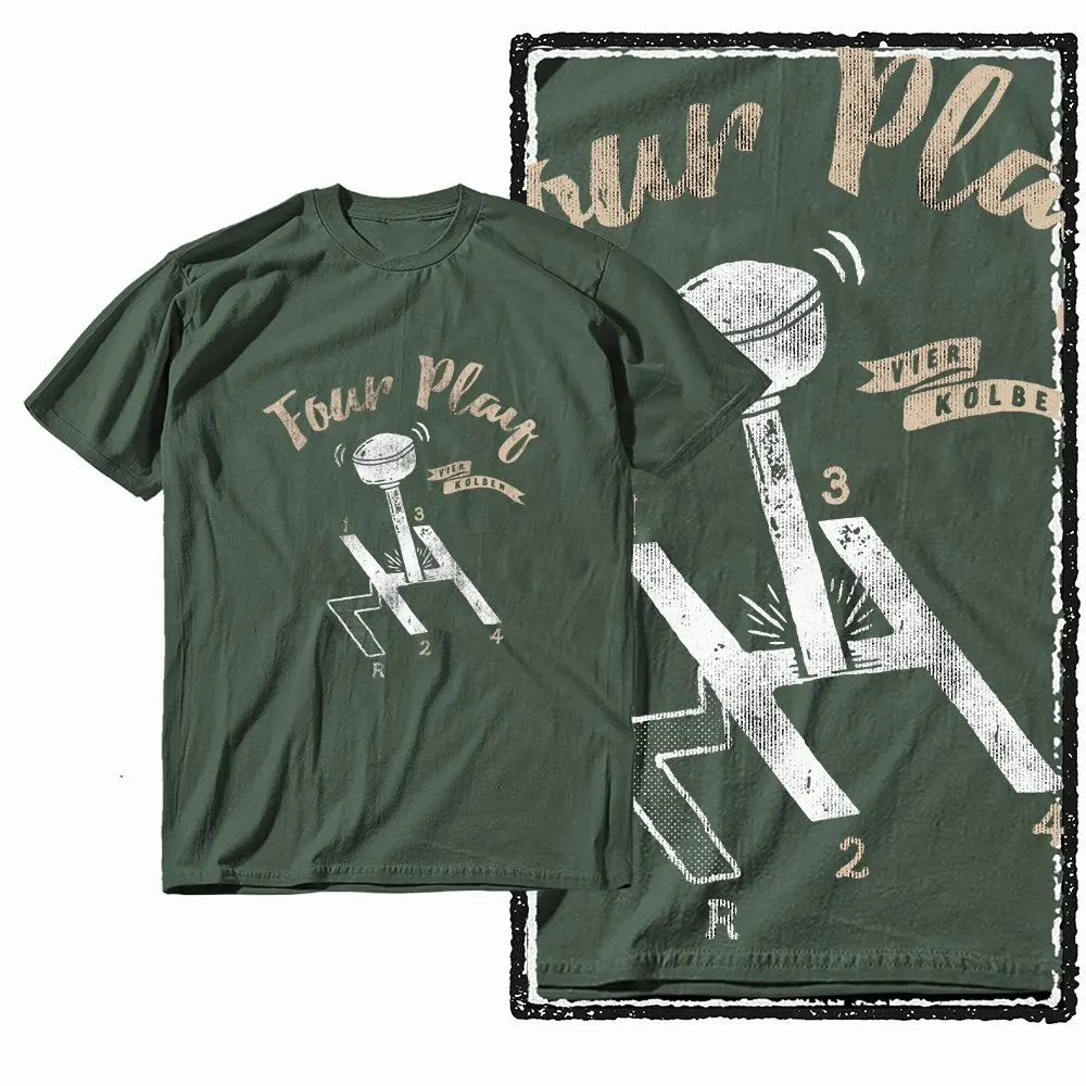 G11 Army Green Streetwear 100 % Baumwolle Auto-Thema bedrucktes Herren-T-Shirt | Große Größe Cooles Vintage O-Ausschnitt Herren T-Shirt