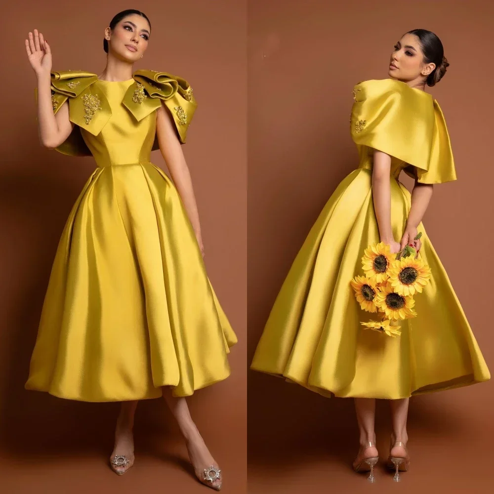 Customized Retro Unique Design A-line Skirt With Ruffled Shoulders And Beaded Luxury Dress, Showcasing Aristocrati