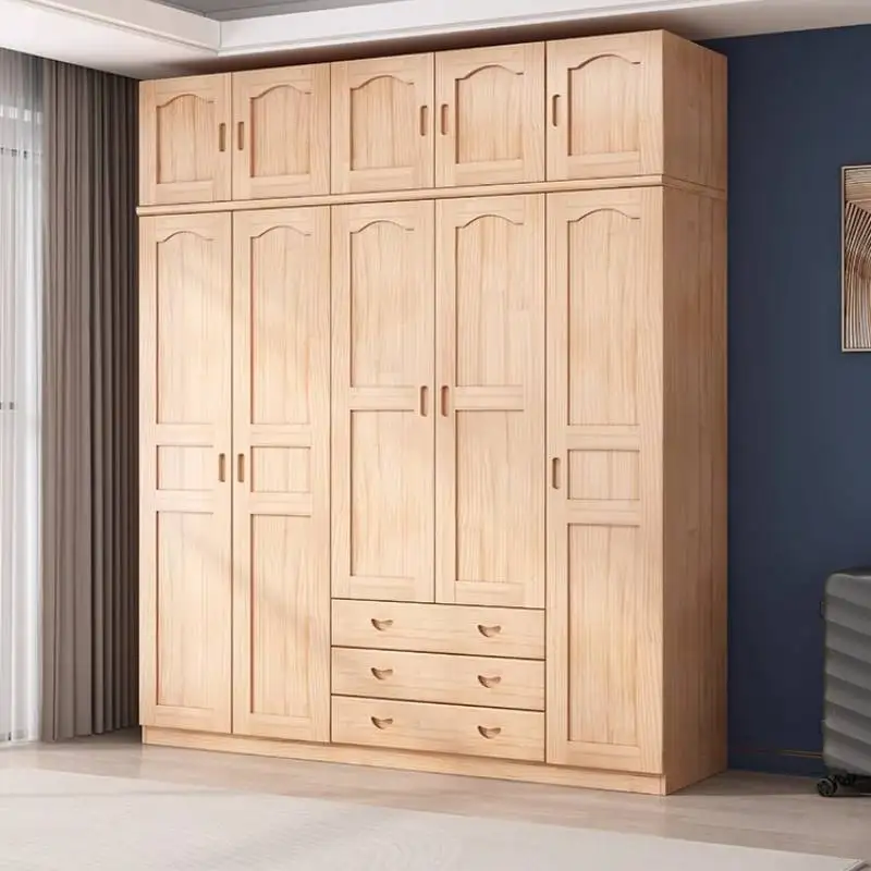 Europäischer Vintage-Kleiderschrank, moderner Luxus-Kleiderschrank aus Holz für Erwachsene, platzsparende Aufbewahrung, Armadio Guardaroba-Möbel