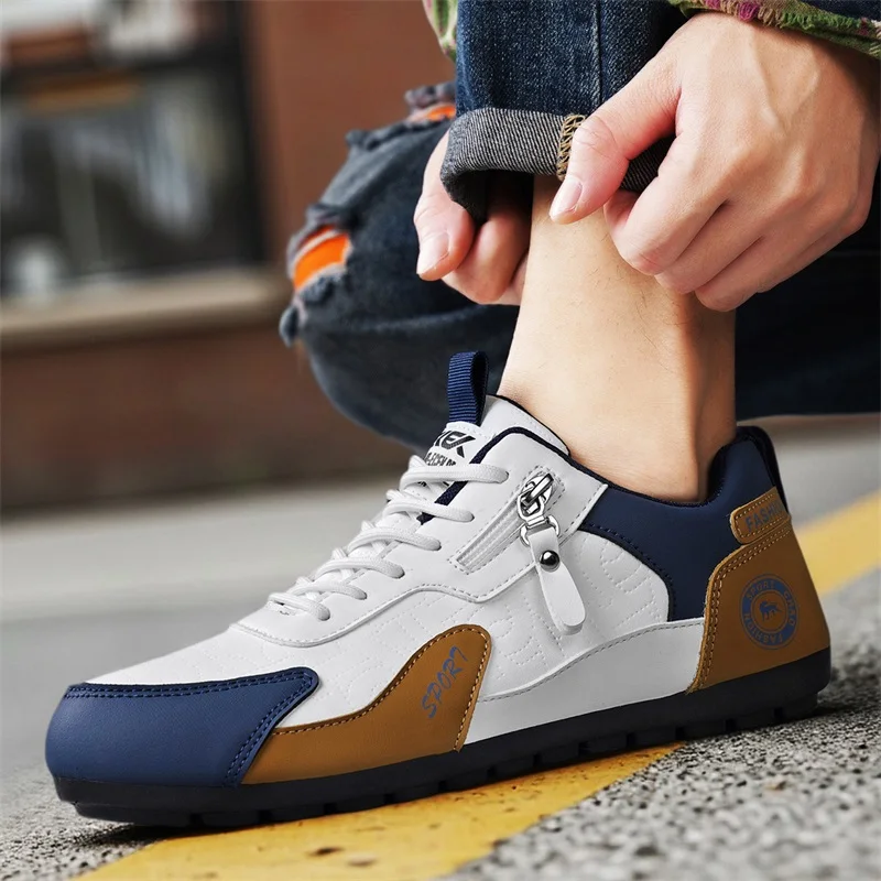 Herrenschuhe aus PU-Leder, Freizeitschuhe für Herren, Turnschuhe für Frühling, Herbst und Winter, bequeme Wanderschuhe für Männer, sportlich