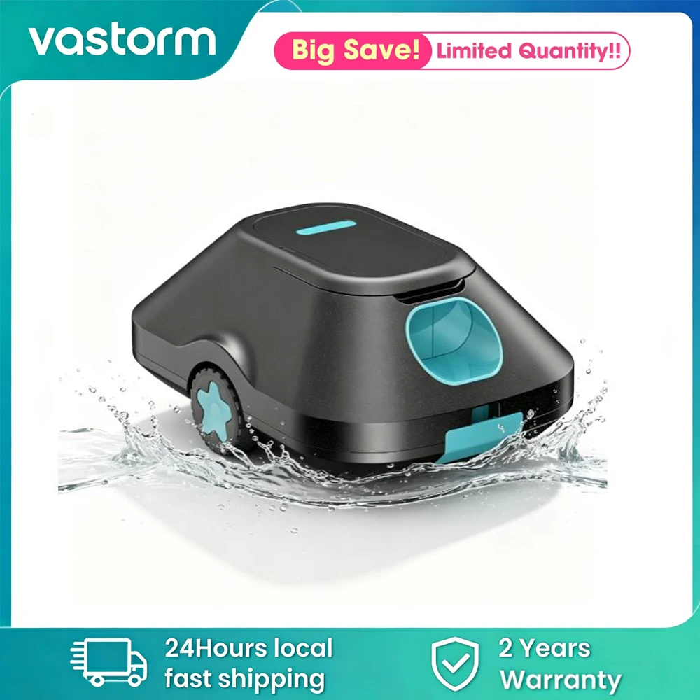 Nettoyeur de piscine robotisé sans fil Vastorm, aspirateur automatique pour piscine, autonomie de 210 minutes, stationnement automatique, filtre de 180 μm pour le nettoyage du fond de la piscine.