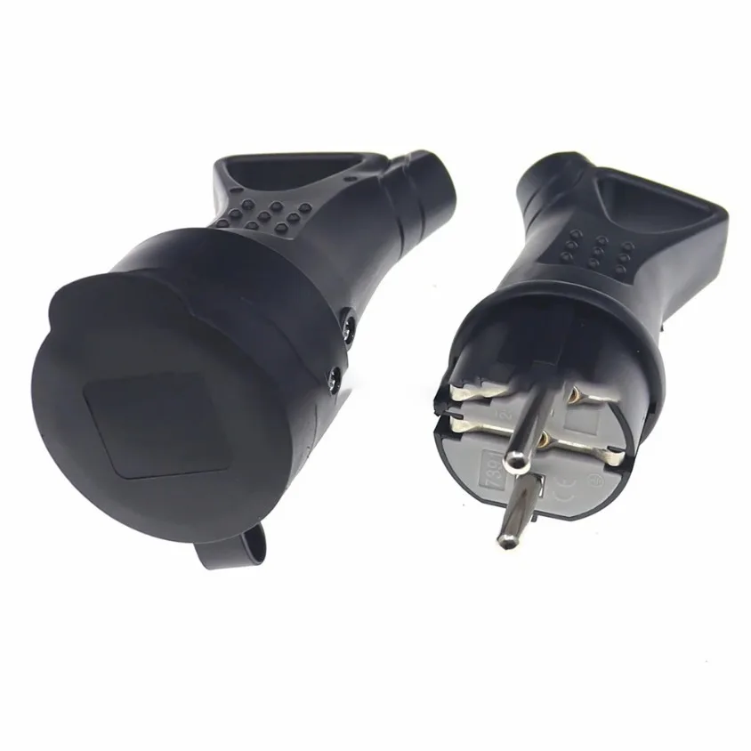High Poer Buchse Gummi Wasserdicht Elektrisch Geerdet EU Stecker 16A 250V Industrielle Buchse Männliche Und Weibliche Buchse Anti drop Image