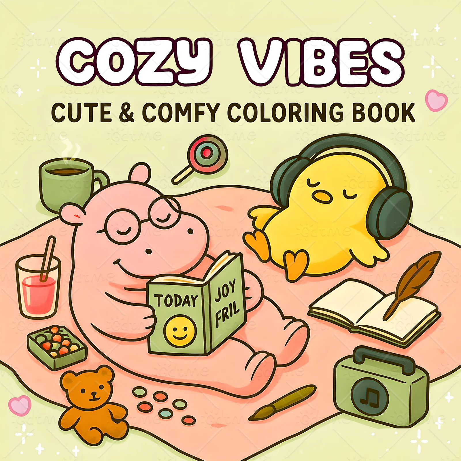 COSY VIBES Malbuch mit kräftigen, einfachen Mustern für Erwachsene, niedliches Zeichenbuch, perfektes Geschenk für Party und Geburtstag Image