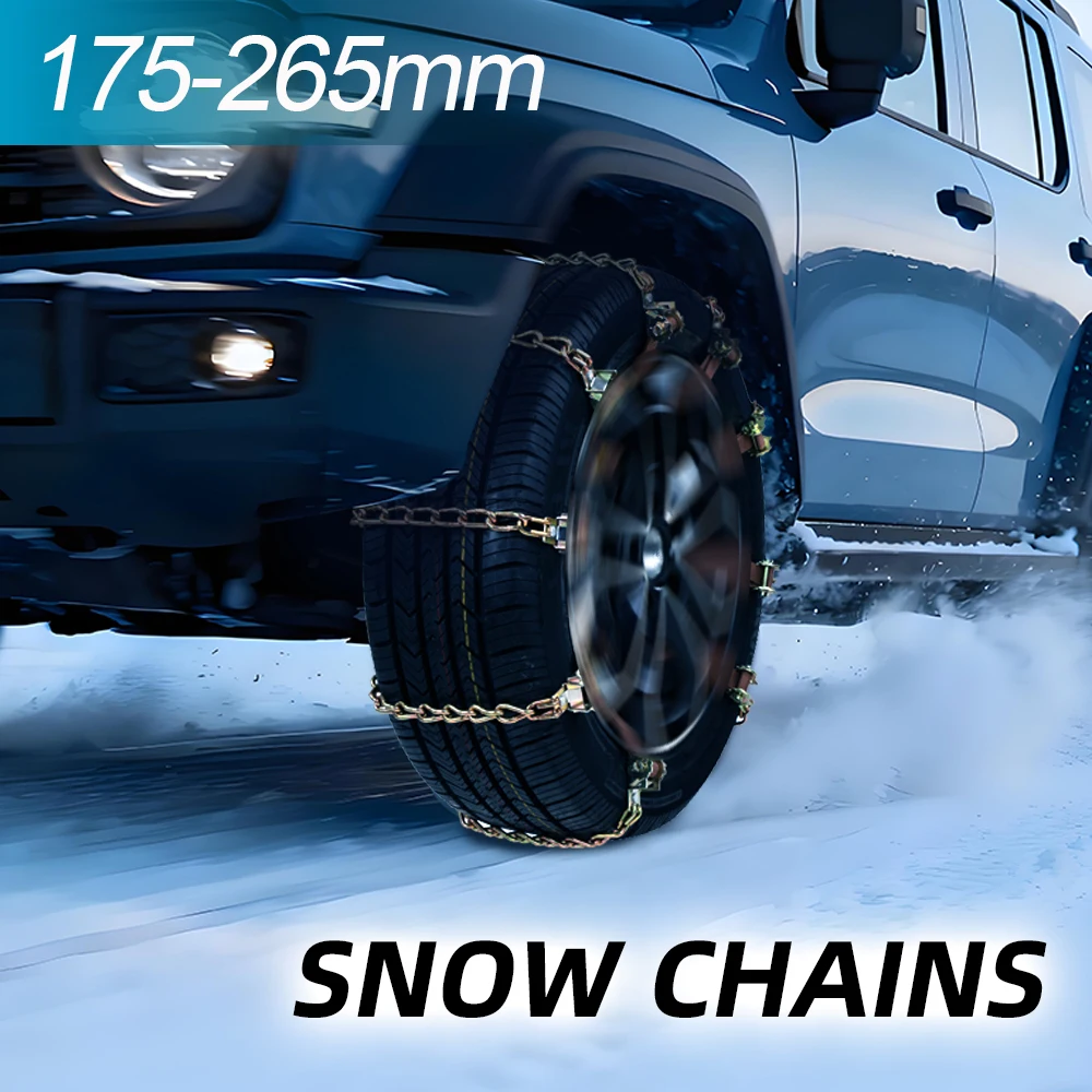 Schneeketten aus Manganstahl, robust, für Winter, Schnee, Schlamm, Sand, 175–265 mm, Reifen, rutschfest, Notfall, Auto, LKW, SUV, einfache Installation Image