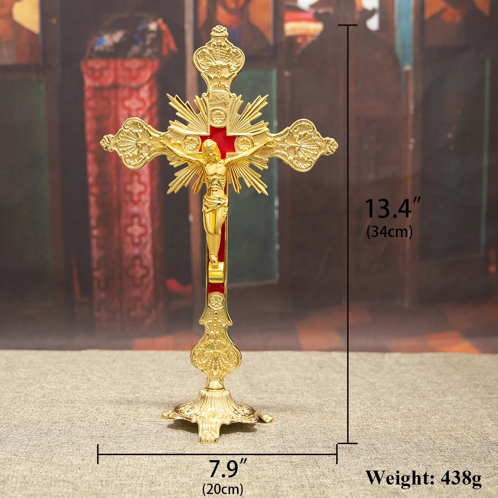 Neue Kirche Relikte Figuren Kruzifix Jesus Christus auf dem Ständer Kreuz Wand Kruzifix Antik Home Kapelle Dekoration Gebetskreuze