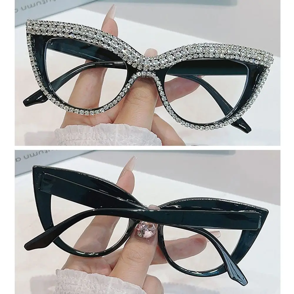 Komfortable Strass Lesebrille Augenschutz Quadratische Hyperopie Brille Luxus Vintage Presbyopie Brillen Büro Image