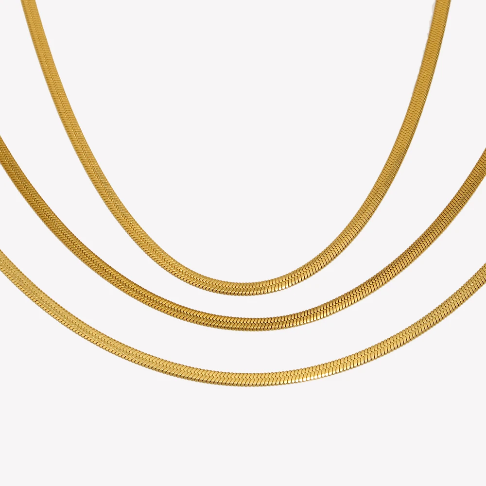 E. b. belle Edelstahl 18 Karat vergoldet Silber Farbe 3mm Fischgräten kette Halskette Armbänder Fußkettchen Körper kette für Männer Frauen