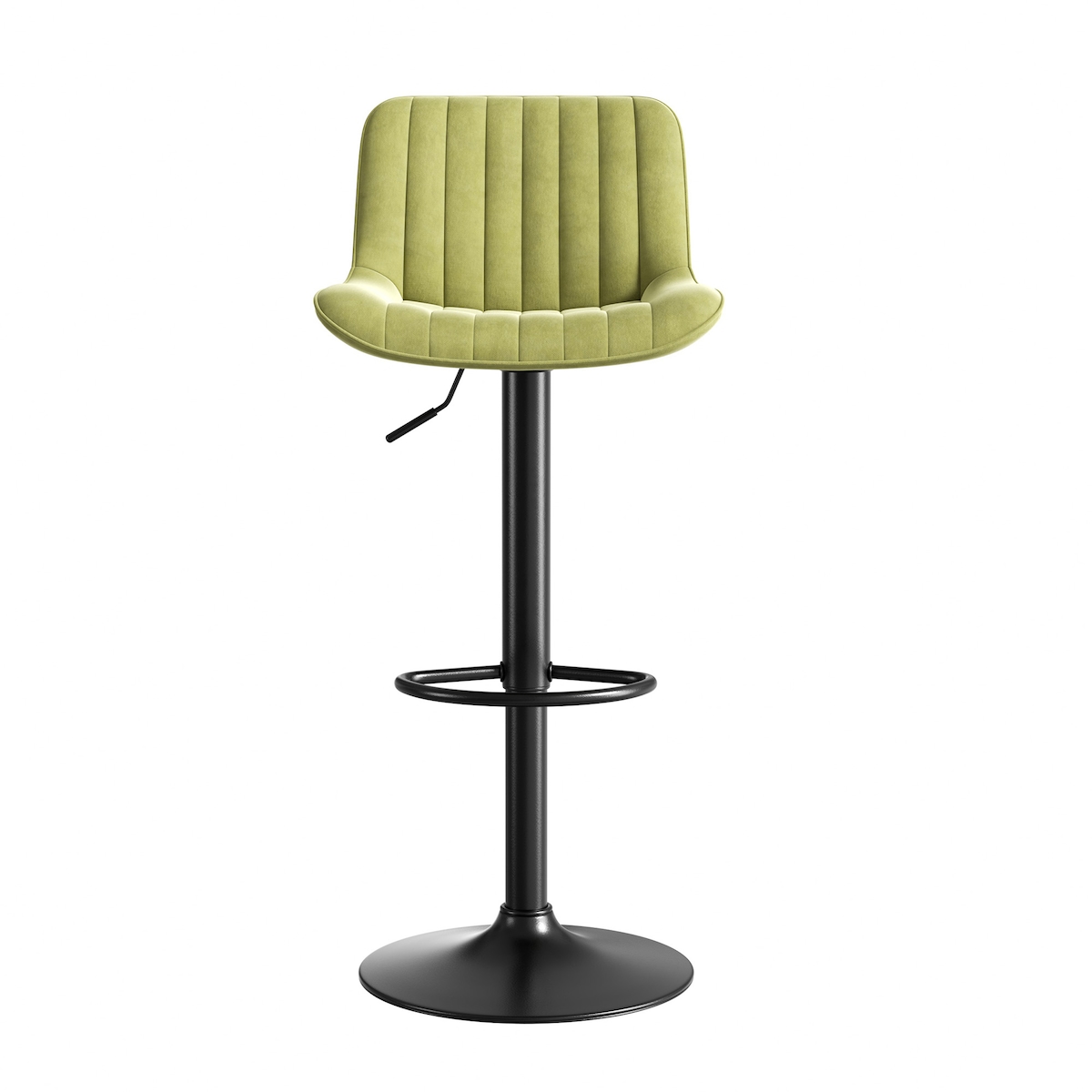STILVORA Drehbarer Barhocker Samt Grün 87–109 cm, höhenverstellbar Image