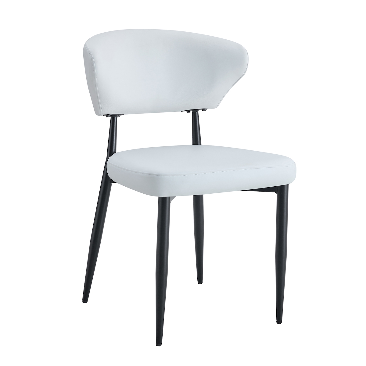 STILVORA 2er-Set Esszimmerstühle PU-Leder Weiß mit Metallbeinen Schwarz, ergonomisch Image
