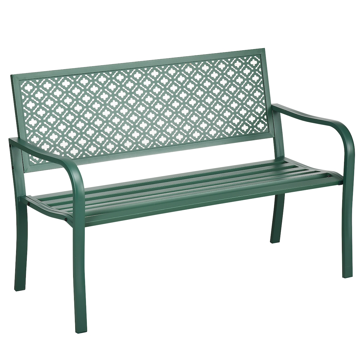 STILVORA Gartenbank Stahl Dunkelgrün 127x63x83 cm, 2-Sitzer mit Rückenlehne Image