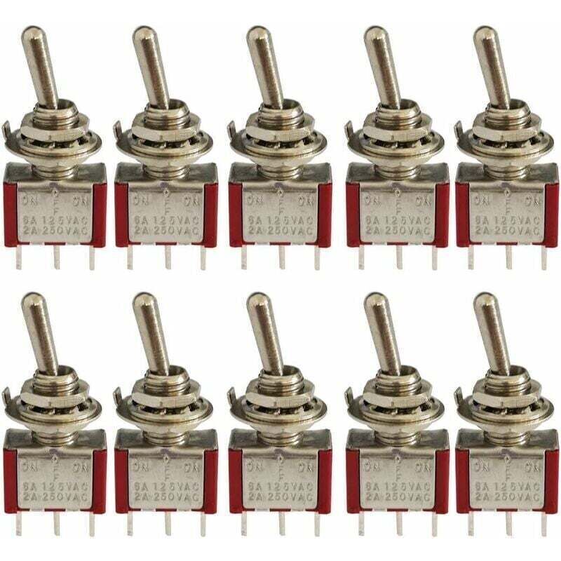 10 Pezzi Mini Interruttore A Bilanciere, Ac 125v 6a / 250v 2a 3 Pin Spdt On-off-on 3 Pin 3 Posizioni Spdt Interruttore A Bilanciere Autobloccante Per Ricambi Auto Rosso,