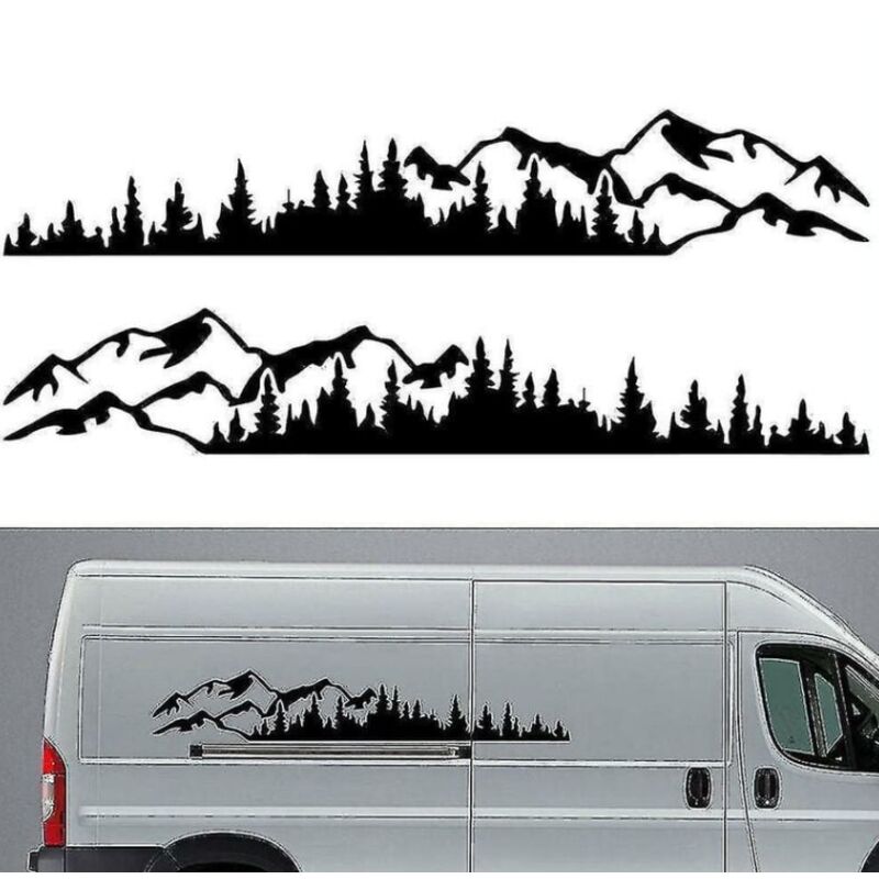 2 Pezzi Adesivo Per Auto Foresta Di Montagna Adesivo Per Auto In Vinile Adesivo Per Finestrino Di Camion Paraurti Per Portiera Di Auto Adesivo Decorativo Per Carrozzeria In Vinile Per Kayak