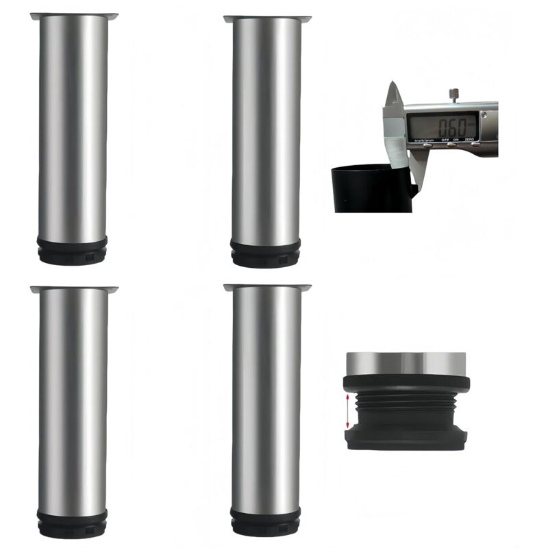 4 Pezzi Gambe Per Mobili, Gambe Regolabili In Acciaio Inox Per Mobili, Gambe Per Mobili Da Bagno, Gambe Per Mobili Da Ufficio, Gambe Per Mobili Da Cucina, Altezza Regolabile 0-15 Mm (argento, 12 Cm)
