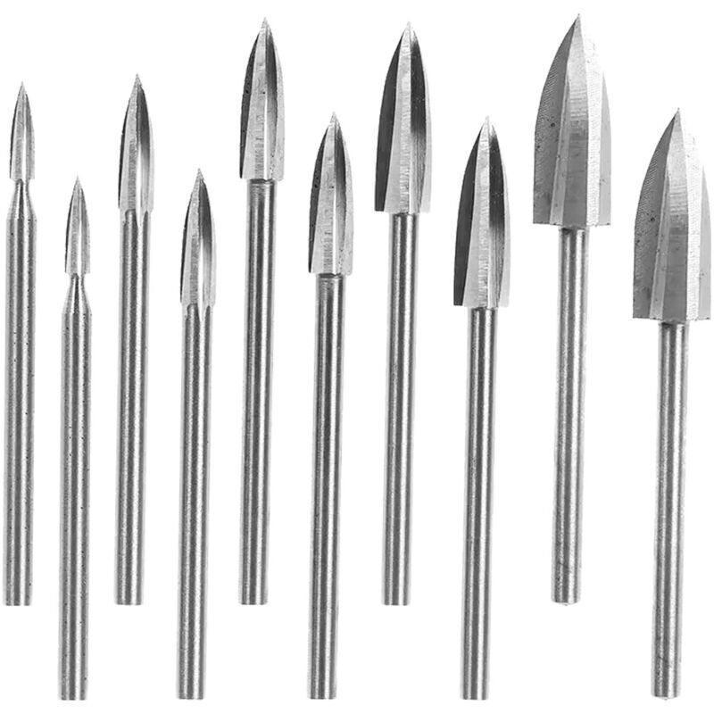 Set Di 10 Punte Per Intaglio E Incisione Del Legno - 10 Punte Per Intaglio E Incisione Del Legno, Punte Per Lavorazione Del Legno Fai Da Te Adatte A Utensili Rotanti
