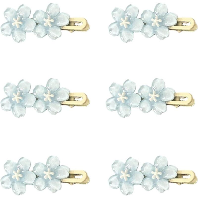 6 Fermagli Per Capelli A Forma Di Fiore Blu Per Donna, Fermagli Per Capelli A Forma Di Fiore Blu, Fermagli Per Capelli Blu Da Donna, Fermagli Per Capelli Blu Da Donna Belli E Delicati, Fermagli Per Ca