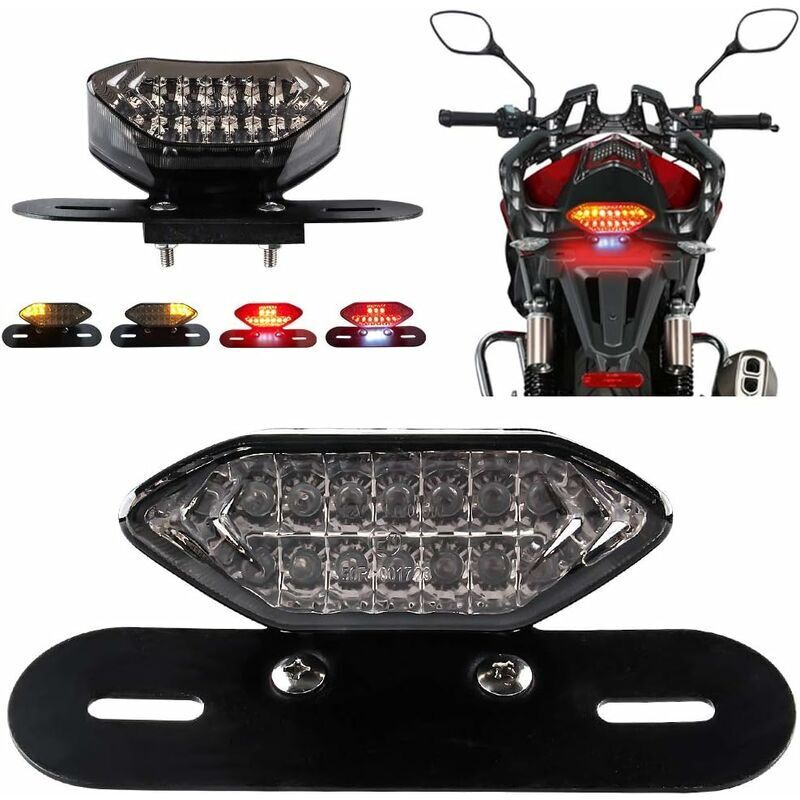 Luci Posteriori A Led Per Moto Con Luci Di Stop E Indicatori Di Direzione Integrati, Luce Di Segnalazione A 20 Led Da 5 W, Luce Di Stop/strada, Indicatore Di Direzione, Porta Targa (lente Nera)