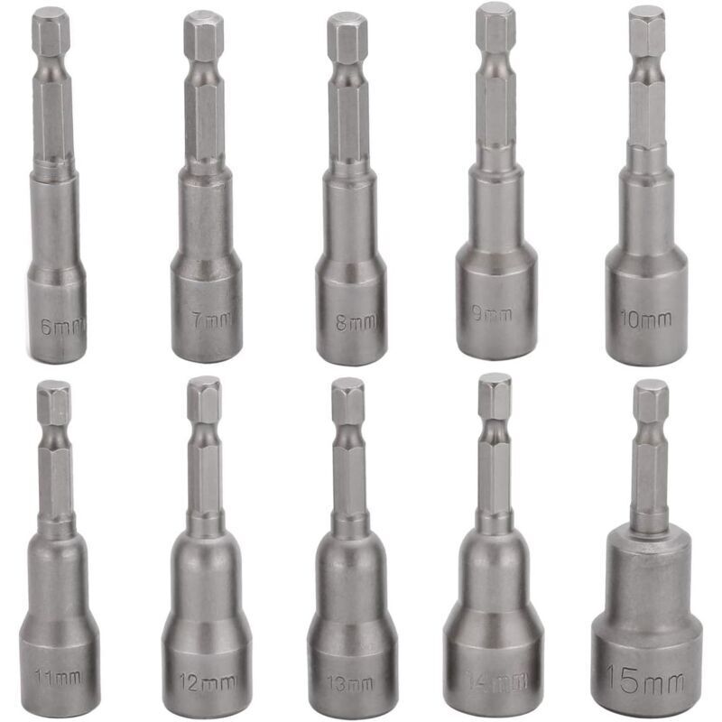Set Di 10 Punte Per Avvitatore A Percussione Da 6-15 Mm, Set Di Punte Esagonali Magnetiche, Set Di Punte Per Trapano Magnetiche, Set Di Punte Esagonali Da 1/4 Di Pollice Per Mandrino A Cam