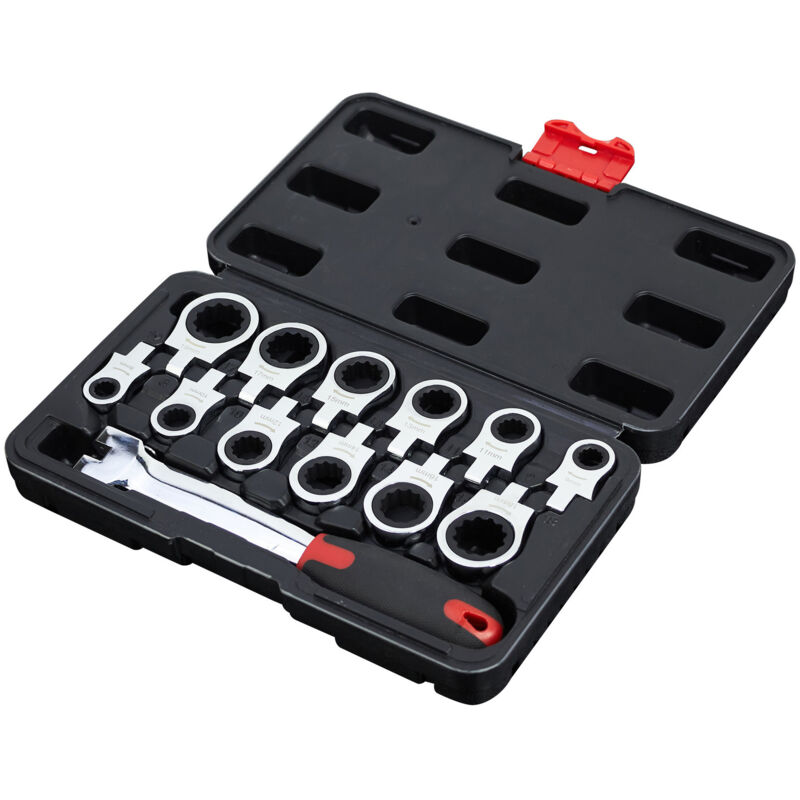 Set Di Chiavi A Cricchetto, Set Di Chiavi A Cricchetto Intercambiabili 12 In 1, Set Di Chiavi Combinate Da 8-19 Mm, Adatto Per Uso Automobilistico E Meccanico, Kit Di Chiavi Flessibile, Attrezzi Per R
