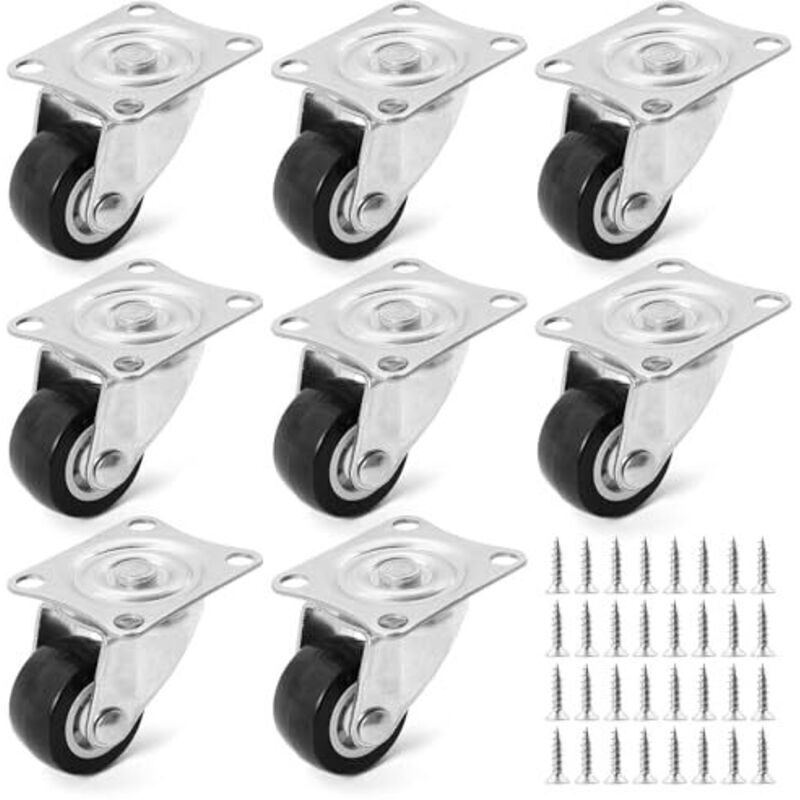 Mini Ruote Per Mobili, Girevoli A 360°, Ruote In Gomma, Piccole Ruote Girevoli Silenziose Con Viti Di Fissaggio Per Mobili, Scatole, Armadi E Carrelli