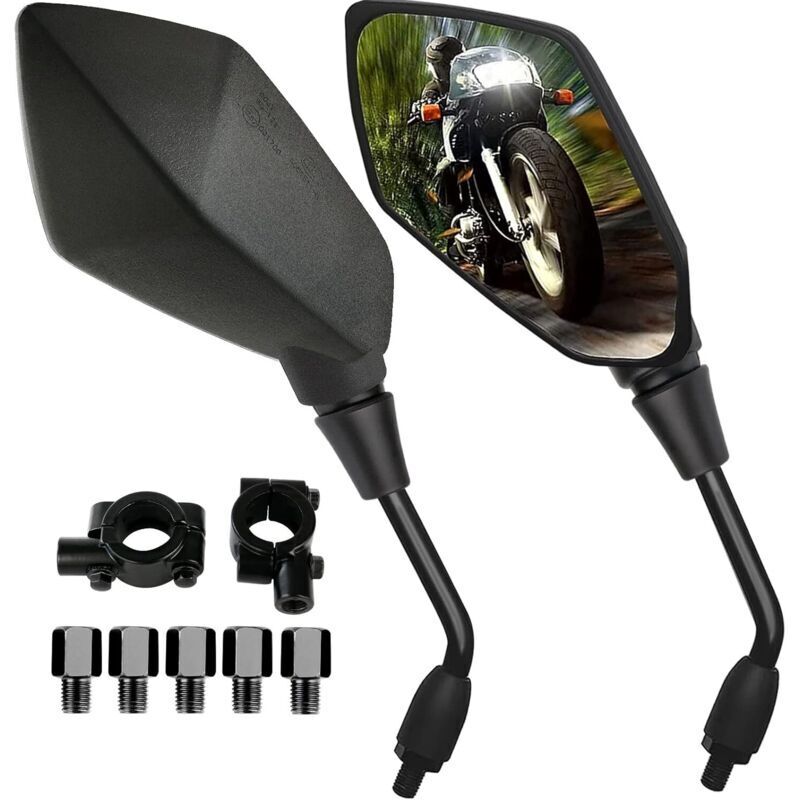 Specchietti Laterali Per Moto, Set Da 2 Specchietti Universali Per Moto Con Estremità Da 7/8", 5 Bulloni Filettati (10 Mm E 8 Mm) Inclusi Per Moto E Biciclette