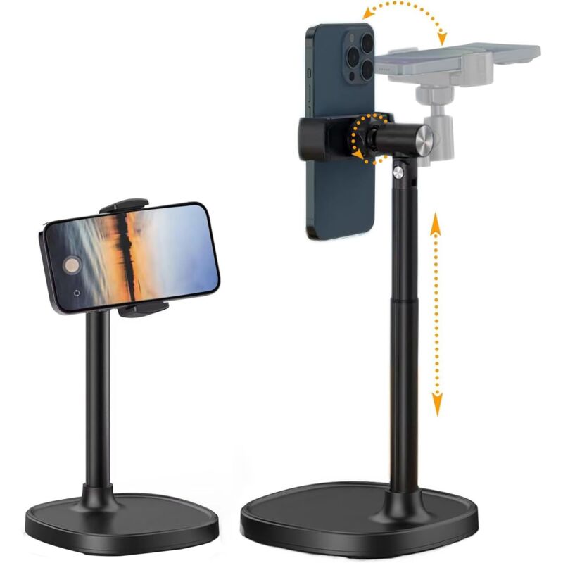 Supporto Per Telefono, Supporto Da Tavolo Per Telefono, Supporto Per Cellulare, Supporto Per Telefono Girevole E Regolabile A 360° Per Foto E Video Dal Vivo, Supporto Per Smartphone (nero)