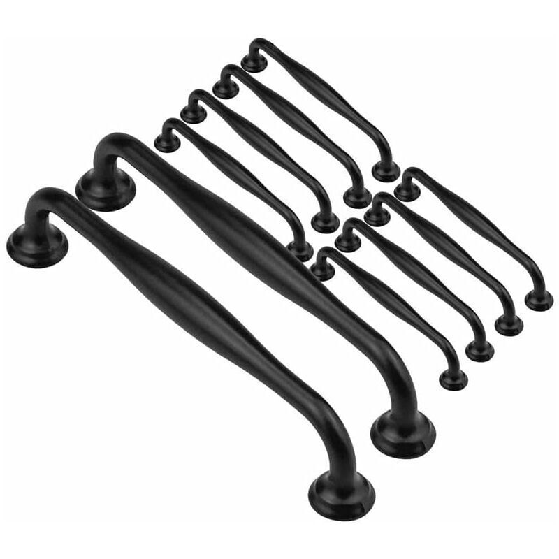 10 Maniglie Nere Per Mobili - Maniglie Nere Per Mobili Da Cucina, Maniglie Per Porte, Maniglie Per Cassetti, Maniglie Per Camera Da Letto, Spaziatura Fori 128 Mm, Maniglie Per Guardaroba