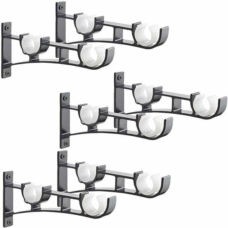 6 Pezzi Di Asta Per Tende In Metallo Resistente, Staffa Per Asta Per Tende, Staffa Doppia Per Asta Per Tende, Staffa Per Asta Per Tende In Alluminio, Staffa Per Asta Per Tende Nera