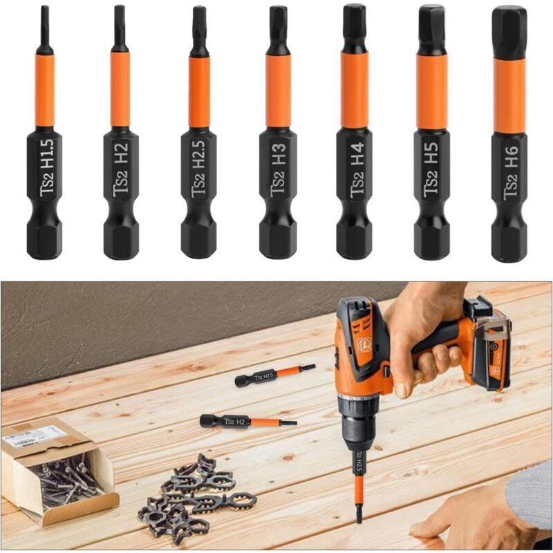 Set Di 7 Punte Per Cacciavite A Testa Esagonale E Triangolare Da 50 Mm, Punte Per Avvitatore A Impulsi H1,5-h6, Punte Per Cacciavite A Testa Esagonale E Triangolare, Punte Magnetiche, Set Di Punte In