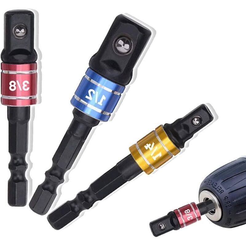Adattatore Per Bussola Da 1/4" 3/8" 1/2" Porta Bussola Adattatore Per Avvitatore A Impulsi Porta Bussola Per Avvitatore A Impulsi Set Di Bussole Per Trapano Set Di Prolunghe Colorate