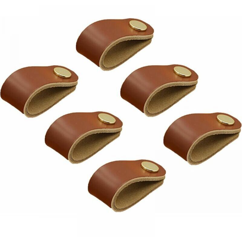 Confezione Da 6 Maniglie In Pelle, Maniglie Per Mobili In Pelle, Pomelli E Maniglie In Pelle, Maniglie Per Mobili Da Cucina In Pelle, Maniglie Sottili In Pelle Con Viti (marrone)