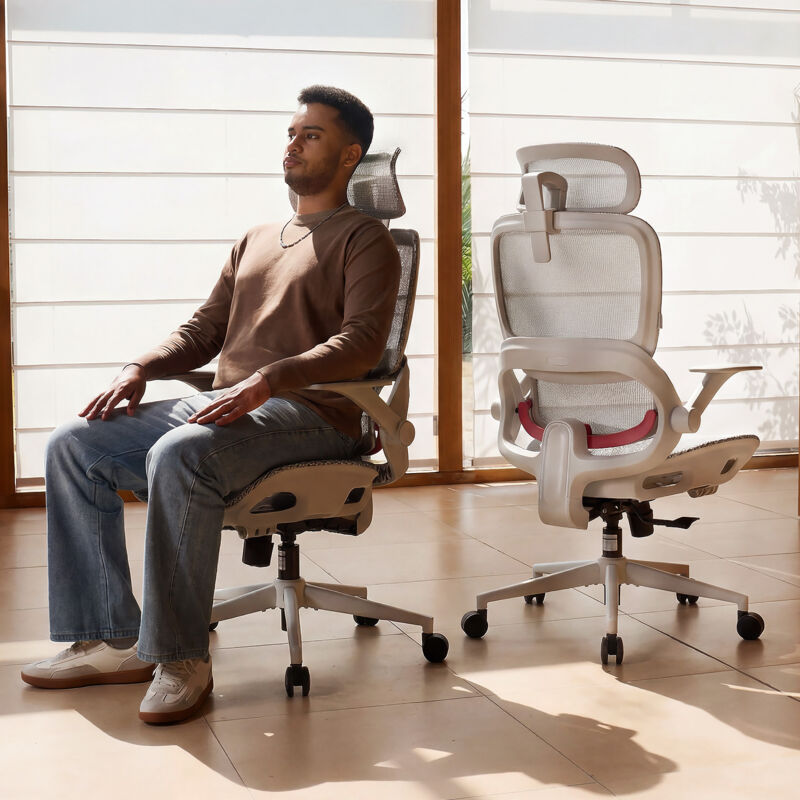 Sihoo B100 Pro Sedia Da Ufficio Ergonomica In Mesh, Sedia Da Computer Regolabile Con Supporto Lombare Dinamico 4d, Poggiatesta Extra Largo 3d, Sedia Da Scrivania Con Braccioli Ribaltabili 4d, Grigio