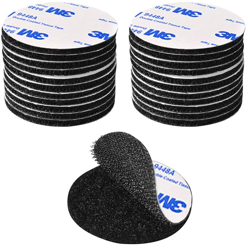 Odipie - Nastro Biadesivo Extra Forte Antigraffio, Nastro Autoadesivo Riutilizzabile Nero Rotondo Da 4 Cm, Potente Adesivo Biadesivo Per Fai Da Te/cornice Fotografica, 20 Pezzi