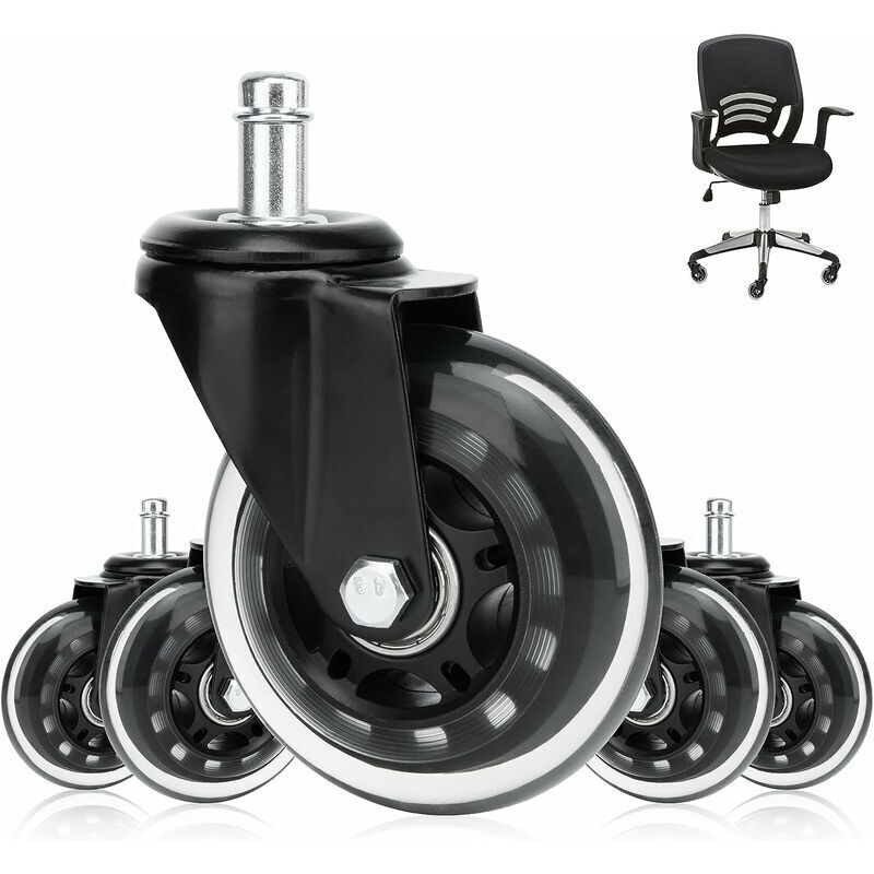 Ruote Silenziose Per Sedia Da Ufficio, Set Di 5 Ruote Girevoli A 360° Per Sedia Da Ufficio, Ruote Girevoli Universali Da 11 Mm X 22 Mm, Resistenti Ai Cuscinetti E All'abrasione