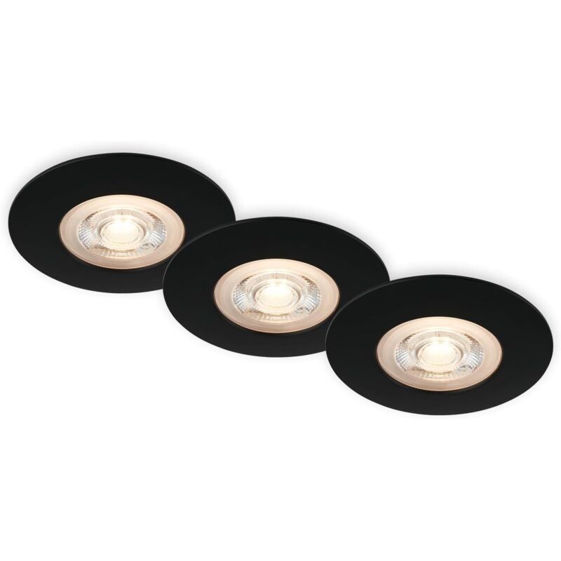 Set Di 3 Faretti Da Incasso A Soffitto A Led, Faretti Da Incasso Ultrapiatti, Faretti Da Incasso Per Bagno, Faretti Da Incasso Per Bagno Ip65, Nero Opaco, 90x25 Mm (pxh)