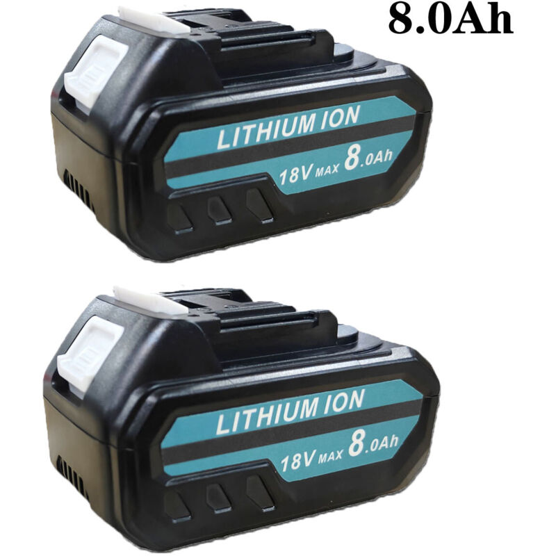2 Batterie Da 8000 Mah 18 V, Batteria Di Ricambio Per Batteria Makita Bl1850, 18 V, Batteria Agli Ioni Di Litio Lxt Con Led, Compatibile Con Utensili Elettrici A Batteria Makita 18 V E Caricabatterie