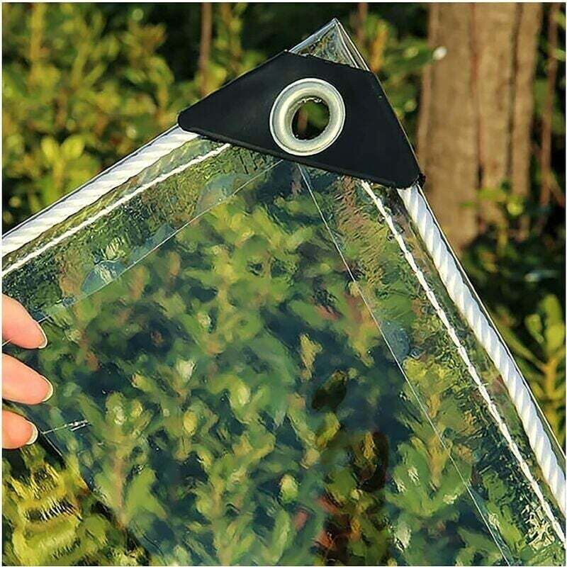 [mai Usato]candyse Telo Di Copertura Per Pergola In Pvc Trasparente Con Occhielli, Resistente, 360 G/m², Telo Industriale, Telo Di Plastica Trasparente, Impermeabile, 0,35 Mm, 2x2 M