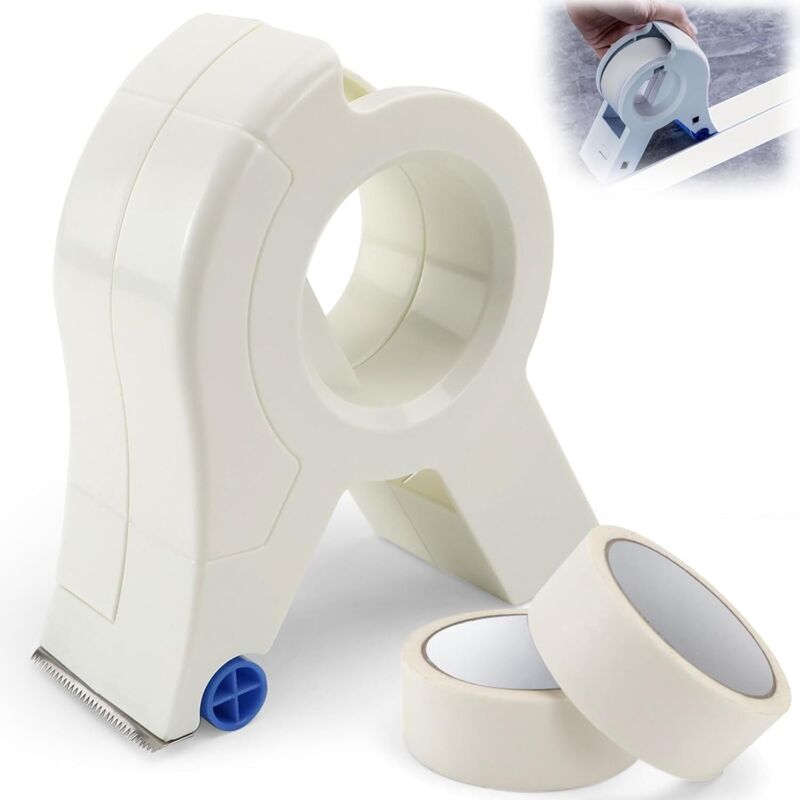 Applicatore Di Nastro Adesivo, Macchina Per Nastro Adesivo, Dispenser Di Nastro Adesivo, Taglierina Portatile Per Nastro Adesivo, Fornito Con Due Rotoli Di Nastro Adesivo Bianco, Adatto Per Modanature