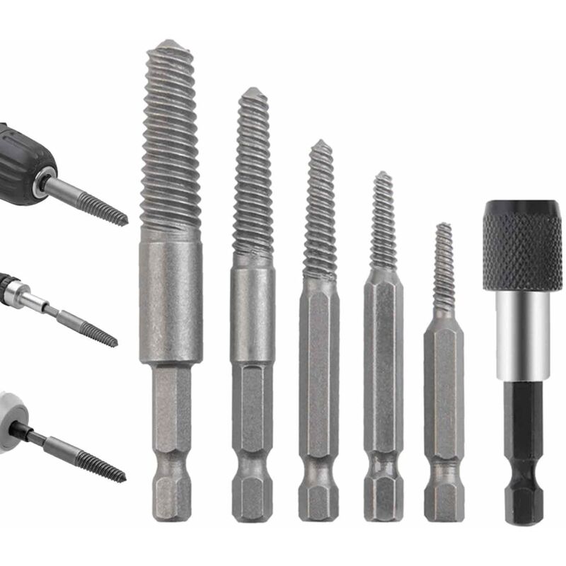 Odipie - Kit Estrattore Viti, Kit Estrattore Viti In Acciaio Al Cromo-molibdeno Da 6 Pezzi, Accessori Per Trapano Resistenti All'usura Per Estrattori Di Viti Rotte Per Operai, Kit Estrattore Domestico
