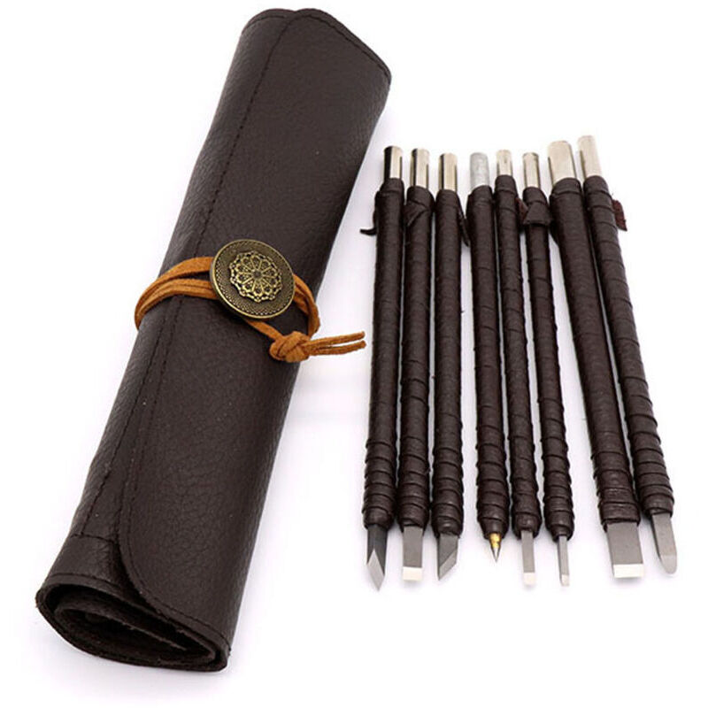 Set Di 8 Utensili Per Intaglio Della Pietra: Scalpelli, Utensili Per Intaglio Del Legno E Della Pietra In Acciaio Al Tungsteno, Sezioni Intagliate, Utensili Artistici Professionali