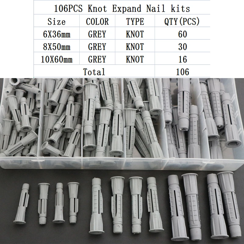 Kunststoff knoten mit/ohne Cap expand ion Nagel-Expansions rohr m4 m5 m6 m7 m8 m10 m12 Gummis topfen pe Säule Zugwand-Schraubenanker-Kits Image