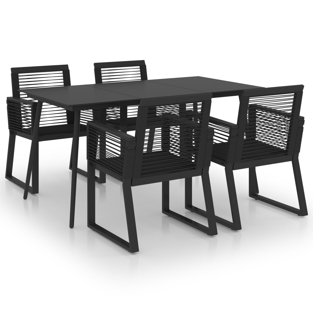 vidaXL 5-tlg. Garten-Essgruppe PVC Rattan Schwarz Image