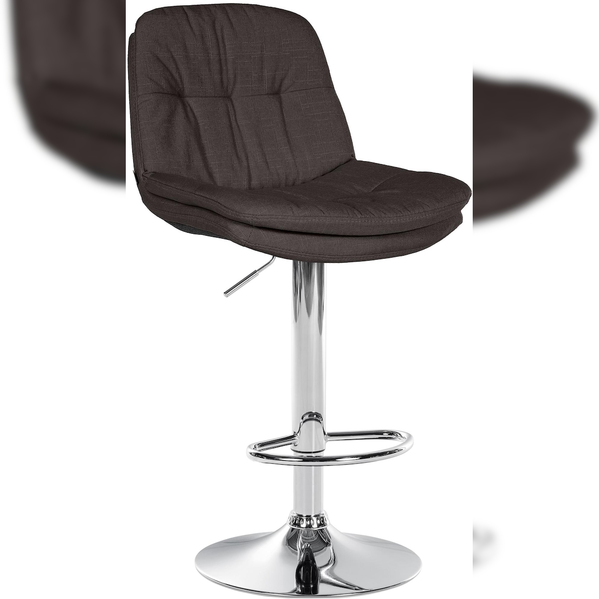 Décoshop26 - Hoher Barhocker x1 für Küche und Bar mit weichem dunkelgrauem Stoffsitz und verchromtem Metallgestell 10_0005699
