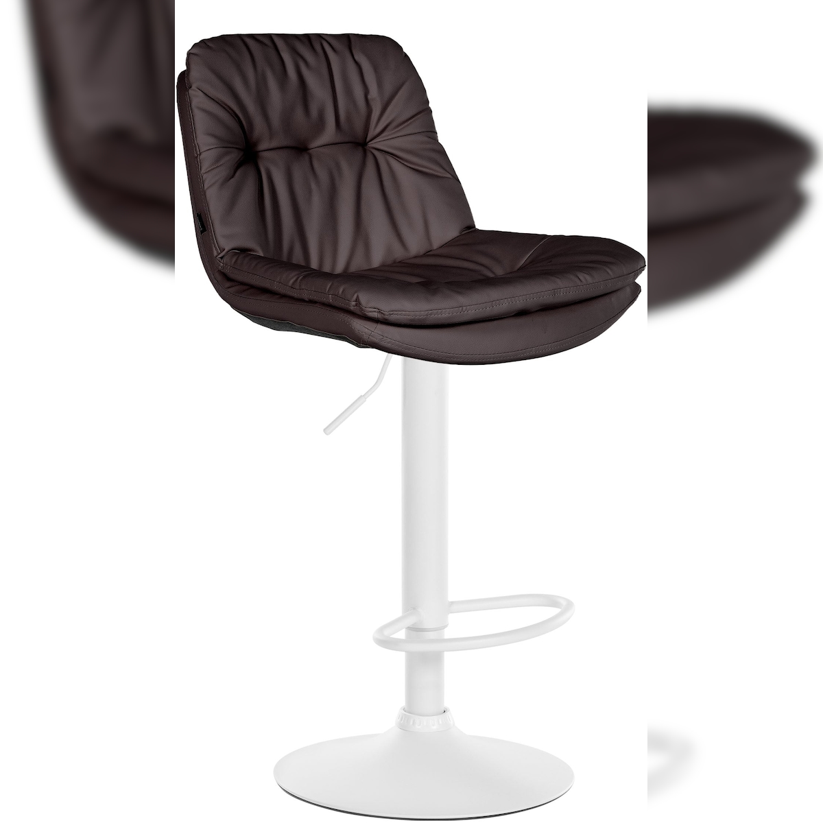 Décoshop26 - Hoher Barhocker x1 für Küche und Bar mit weichem Sitz in dunkelbraunem Kunstleder weißem Metallgestell 10_0005906