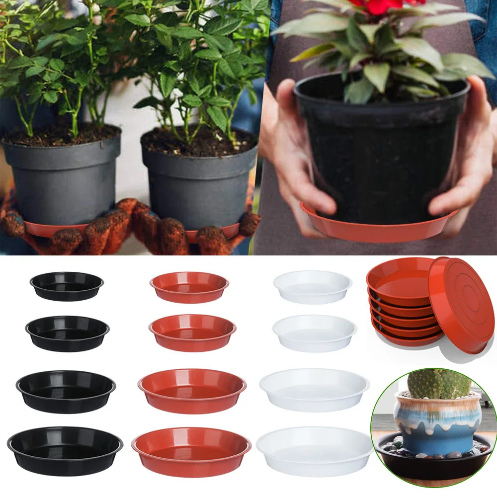 3 Stück Pflanzenschotel 4/6/7/8/10 Zoll Tropfschalen Kunststofftablett Untertassen Indoor Outdoor Blumentopf rund Image