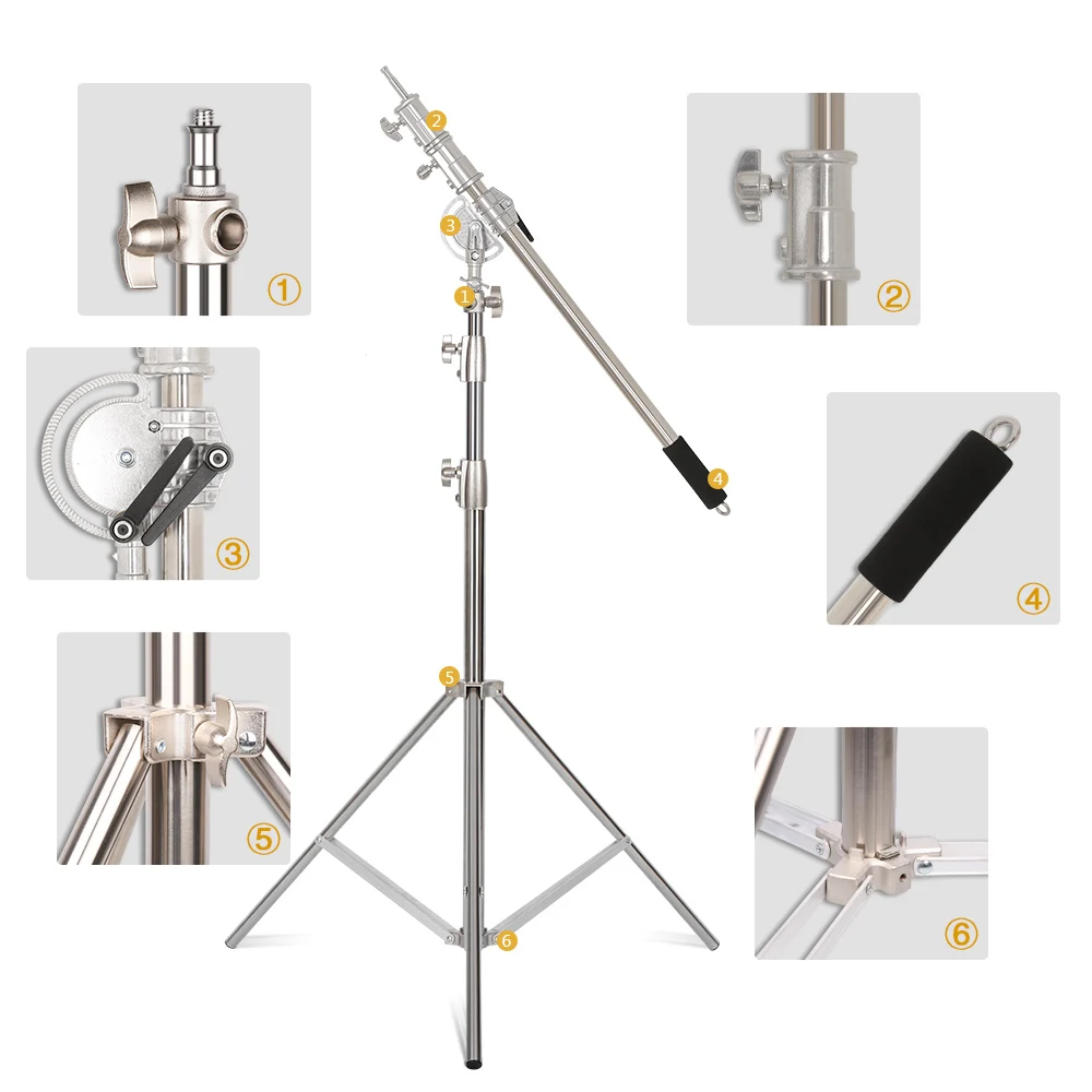 Sh 2,9 m Lichtst änder mit Edelstahl Kit Querarm mit Gewichts tasche Fotostudio Zubehör Verlängerung Teleskops tange 2,49 m