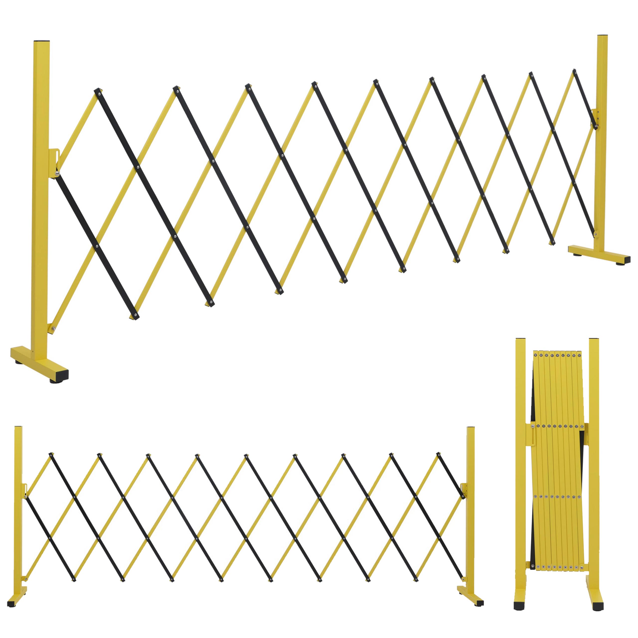 Alu Absperrgitter HWC-B34, Scherengitter Zaun Schutzgitter ausziehbar, 103x32-265cm ~ gelb-schwarz