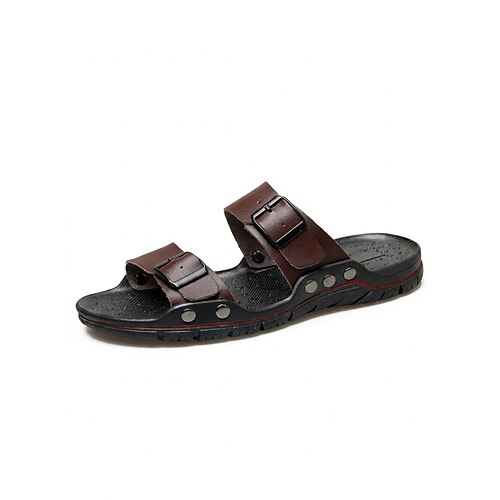 Braune Herren-Fischersandalen – leichte, bequeme Sommerschuhe mit offener Zehenpartie – lässige Strand- und Poolschuhe für Urlaub, Freizeit und warmes Wetter Image